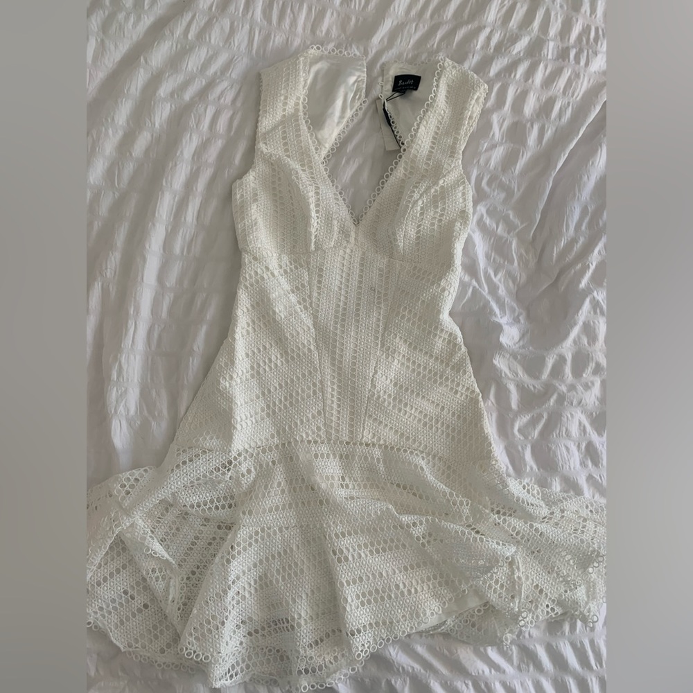 Bardot Lace Mini Dress in Ivory